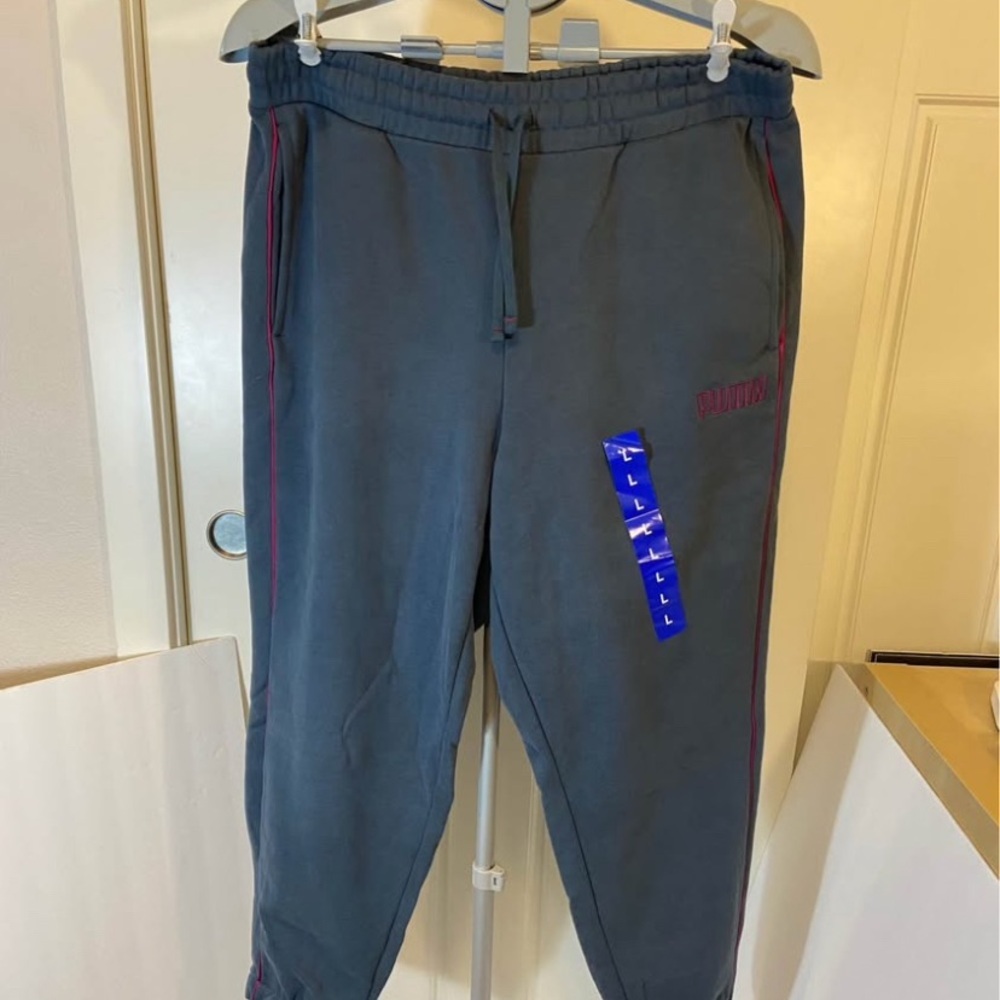 Puma Women's Gray Joggers with Pink Accents